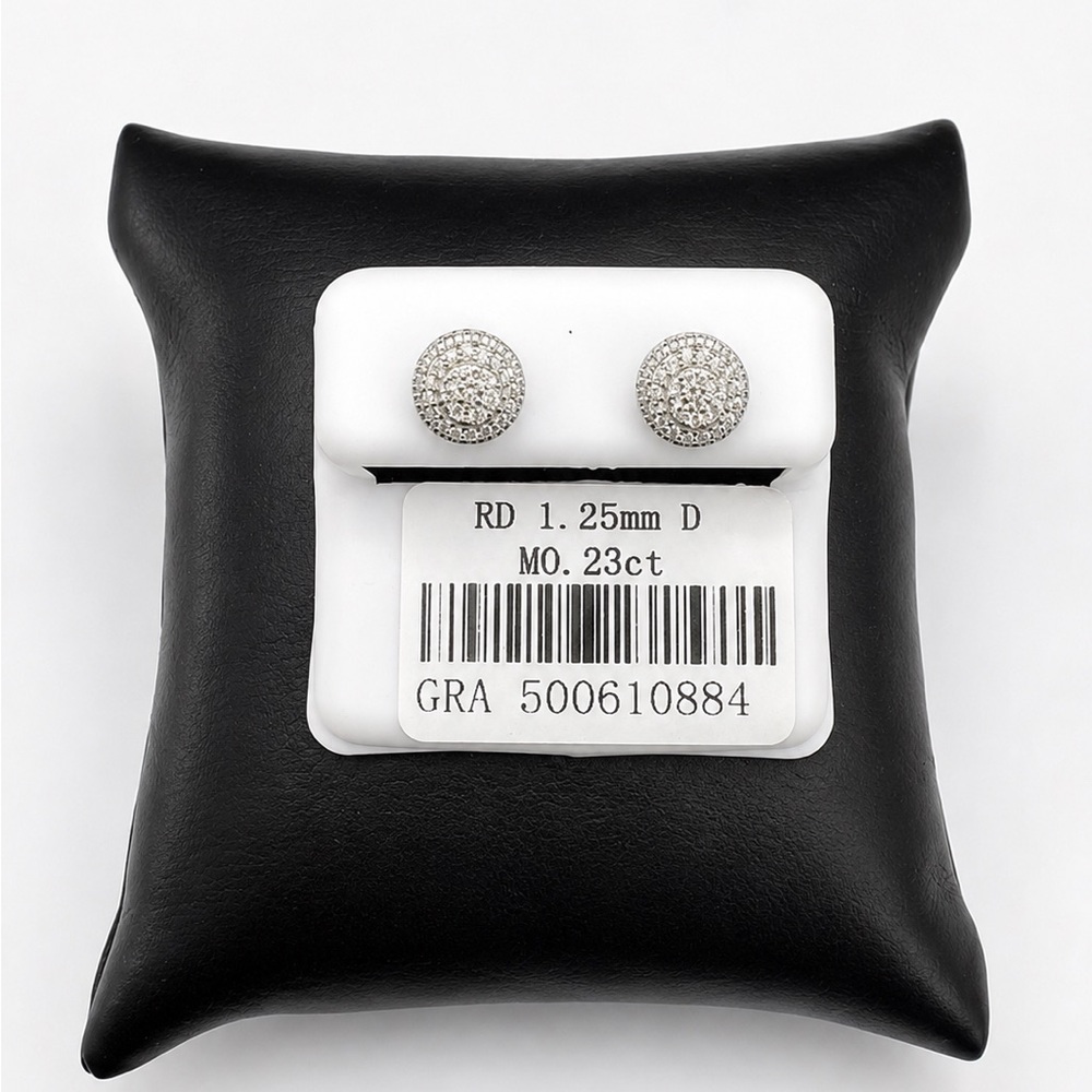 925 Sterling Silver 0.23CT MOISSANITE Round Halo Stud Earrings Screw Back